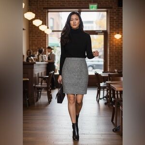 Brooks Brothers Skirt Womens 4 Grey Wool Tweed Preppy Minimalist Career Classic